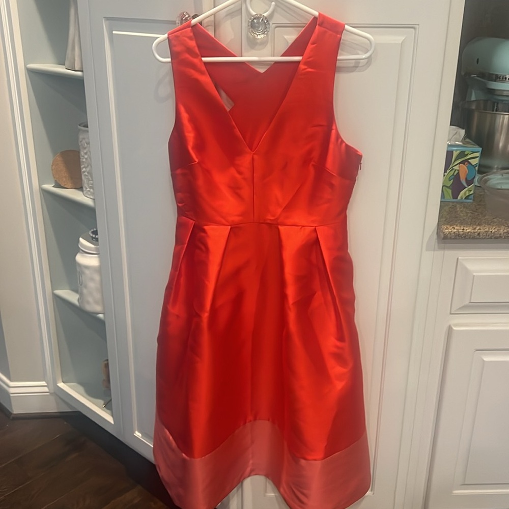 Anthropologie Maeve Parissa Red And Pink Block Holiday Dress Size 8 - Picture 3 of 11